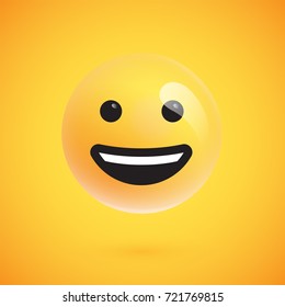 Isolated 3d/flat yellow emoticon from a set, vector illustration