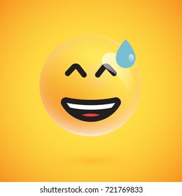Isolated 3d/flat yellow emoticon from a set, vector illustration