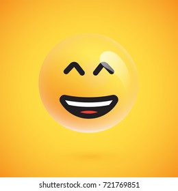 Isolated 3d/flat yellow emoticon from a set, vector illustration