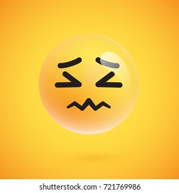 Isolated 3d/flat yellow emoticon from a set, vector illustration