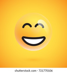 Isolated 3d/flat yellow emoticon from a set, vector illustration