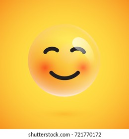 Isolated 3d/flat yellow emoticon from a set, vector illustration