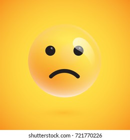 Isolated 3d/flat yellow emoticon from a set, vector illustration