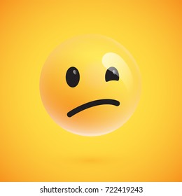 Isolated 3D/flt yellow disappointed emoticon from a set, vector illustration