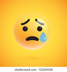 Isolated 3D/yellow crying emoticon from a set, vector illustration