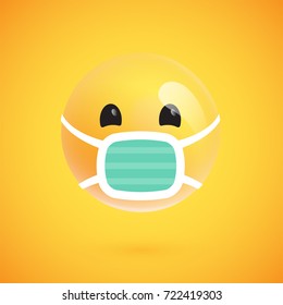 Isolated 3D/yellow masked emoticon from a set, vector illustration
