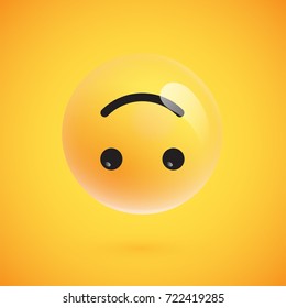 Isolated 3D/yellow upside down emoticon from a set, vector illustration