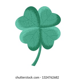 Isolated 4 leaf clover with grunge elements