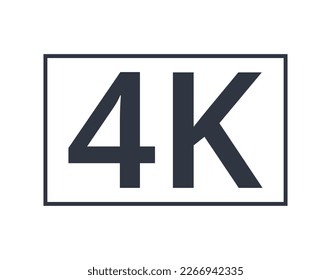 Einzelnes 4k-Symbol. Konzept von Auflösungen und Medien.
