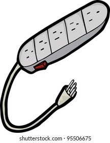 Isolated 5 plug power strip isolated over white