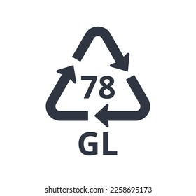 Isolated 78 GL icon for silver backed glass. Concept of ecology and packaging.
