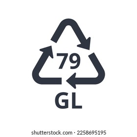 Isolated 79 GL icon for gold backed glass. Concept of ecology and packaging.
