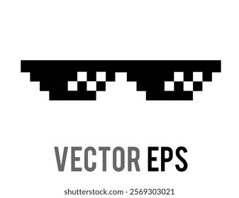 The isolated 8 bit pixel cool black sun glasses, sunglasses flat icon