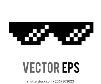 The isolated 8 bit pixel cool black sun glasses, sunglasses flat icon