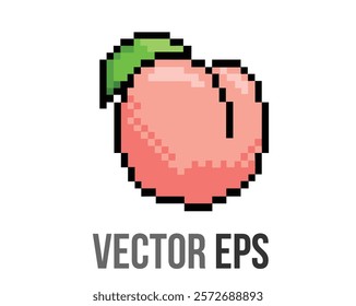 The isolated 8 bits pixel art red organic peach icon