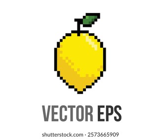 The isolated 8 bits pixel art yellow lemon fruit cherry icon
