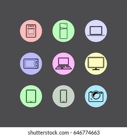 Isolated 9 web icons.