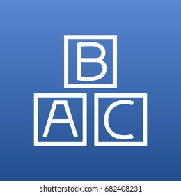 Isolated Abc Block Outline Symbol On Clean Background. Vector Alphabet Cubes Element In Trendy Style.