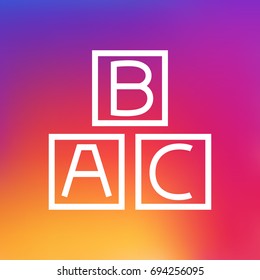 Isolated Abc Block Outline Symbol On Clean Background. Vector Alphabet Cubes Element In Trendy Style.