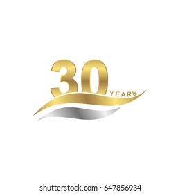 isolated abstract 30 years letter with gold and silver color icon