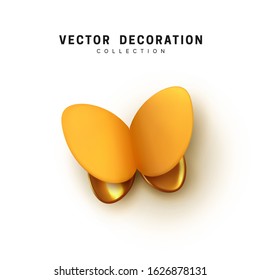 Isolated Abstract 3d butterfly. Vector Elegant Butterflies. Insects moth volume shape. Natural Design Elements. Yellow and golden color. Isolated Abstract 3d butterfly. Vector Elegant Butterflies. Insects moth volume shape. Natural Design Elements. Yellow and golden color.