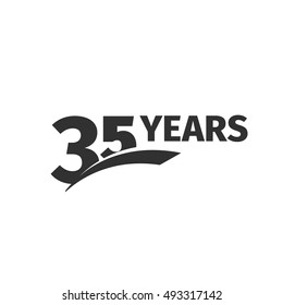 Isolated abstract black 35th anniversary logo on white background. 35 number logotype. Thirty-five years jubilee celebration icon. Thirty-fifth birthday emblem. Vector anniversary illustration