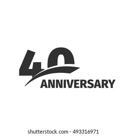 Isolated abstract black 40th anniversary logo on white background. 40 number logotype. Forty years jubilee celebration icon. Fortieth birthday emblem. Vector anniversary illustration