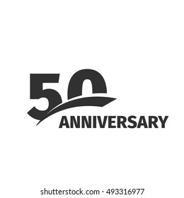 Isolated abstract black 50th anniversary logo on white background. 50 number logotype. Fifty years jubilee celebration icon. Fiftieth birthday emblem. Vector anniversary illustration