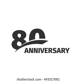 Isolated abstract black 80th anniversary logo on white background. 80 number logotype. Eighty years jubilee celebration icon. Eightieth birthday emblem. Vector anniversary illustration