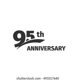 Isolated abstract black 95th anniversary logo on white background. 95 number logotype. Ninety-five years jubilee celebration icon. Ninety-fifth birthday emblem. Vector anniversary illustration