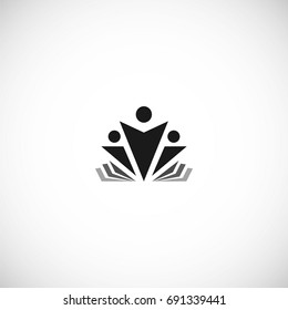 Isolated abstract black color education and learn logo, university and school book, graduate  human silhouettes logotype on white background vector illustration. Teaching symbol