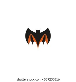 Isolated abstract black color flying bat logo. Halloween element on white background. Night animal logotype. Vampire symbol vector illustration