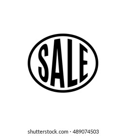Isolated abstract black color word sale in a circle logo. Shopping center element on the white background. Bold font word. Discount banner. Vector illustration.