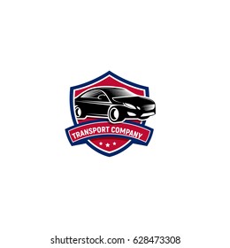 Isolated abstract black and pink color car side view logo, automobile logotype on white vector illustration.