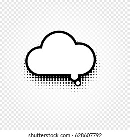 Isolated abstract black and white color comic speech balloon icon on checkered background, dialogue box sign, dialog frame vector illustration.