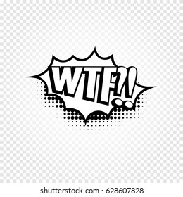 Isolated abstract black and white color comics speech balloon icon on checkered background, dialogue box with popular expression, pop art dialog frame vector illustration