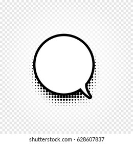 Isolated abstract black and white color comic speech balloon icon on checkered background, dialogue box sign, dialog frame vector illustration.