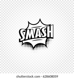 Isolated abstract black and white color comics speech balloon icon on checkered background, dialogue box with popular expression, pop art dialog frame vector illustration.
