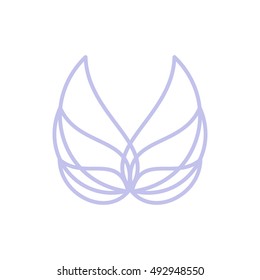 Isolated abstract blue color bird element logo. Spreading wings with feathers logotype. Flight icon. Air sign. Vector bird illustration. Angel symbol