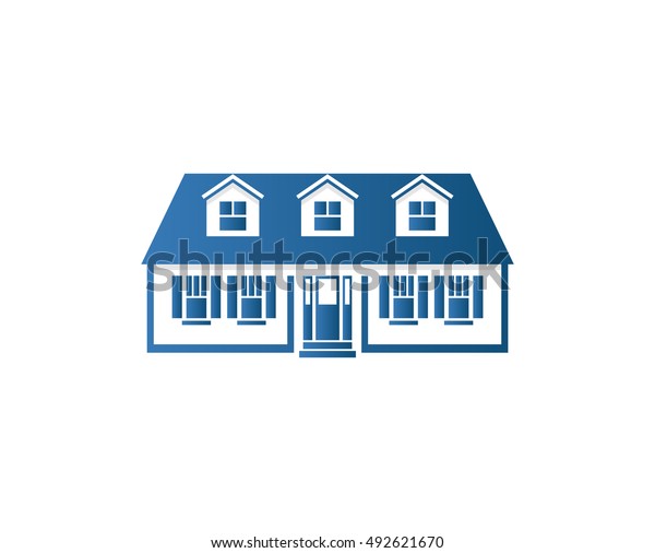 Isolated Abstract Blue Color House Contour Stock Vector Royalty