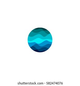 Isolated abstract blue color round shape logo on white background, water vector illustration