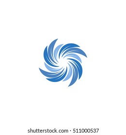 Isolated abstract blue color spining spiral logo. Swirl logotype. Water icon. Vortex sign. Liquid symbol. Conditioning system emblem. Vector aqua illustration