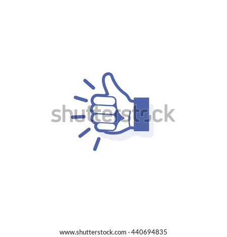 Isolated abstract blue color thumb up vector logo. Designed like illustration. Outlined human hand. 