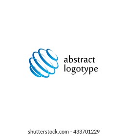 Isolated abstract blue color vector logo. Spinning spiral circles logotype.