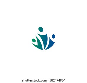 Isolated abstract blue and green color group of three people logo on white background vector illustration