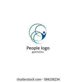 Isolated abstract blue and green color human body silhouette with circular elements logo on white background vector illustration