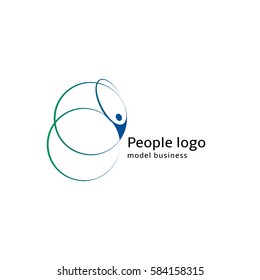 Isolated abstract blue and green color human body silhouette with circular elements logo on white background vector illustration