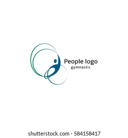 Isolated abstract blue and green color human body silhouette with circular elements logo on white background vector illustration