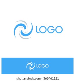 Isolated abstract blue logo. Spinning conditioning sign. Ventilator symbol. Windy weather icon. Wavy illustration. Weather forecast element. Loading hypnotic spiral. Natural disaster sign.
