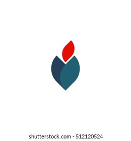 Isolated abstract blue and red color logo. Heart shape with leaf logotype. Natural products icon. Eco sign. Web symbol. Vector illustration